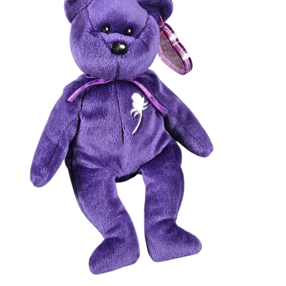 Ty Beanie Babies Princess Diana Memorial Bear Purple Plush Toy 8.5" Collectible